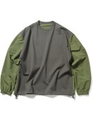 FABRIC MIX L/S CREWNECK TOP KHAKI ￥22,000 size:S / M