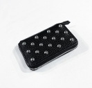 FTA1920006 SHORT ZIP WALLET (CIRCLE STUDS ) BLACK ￥39600